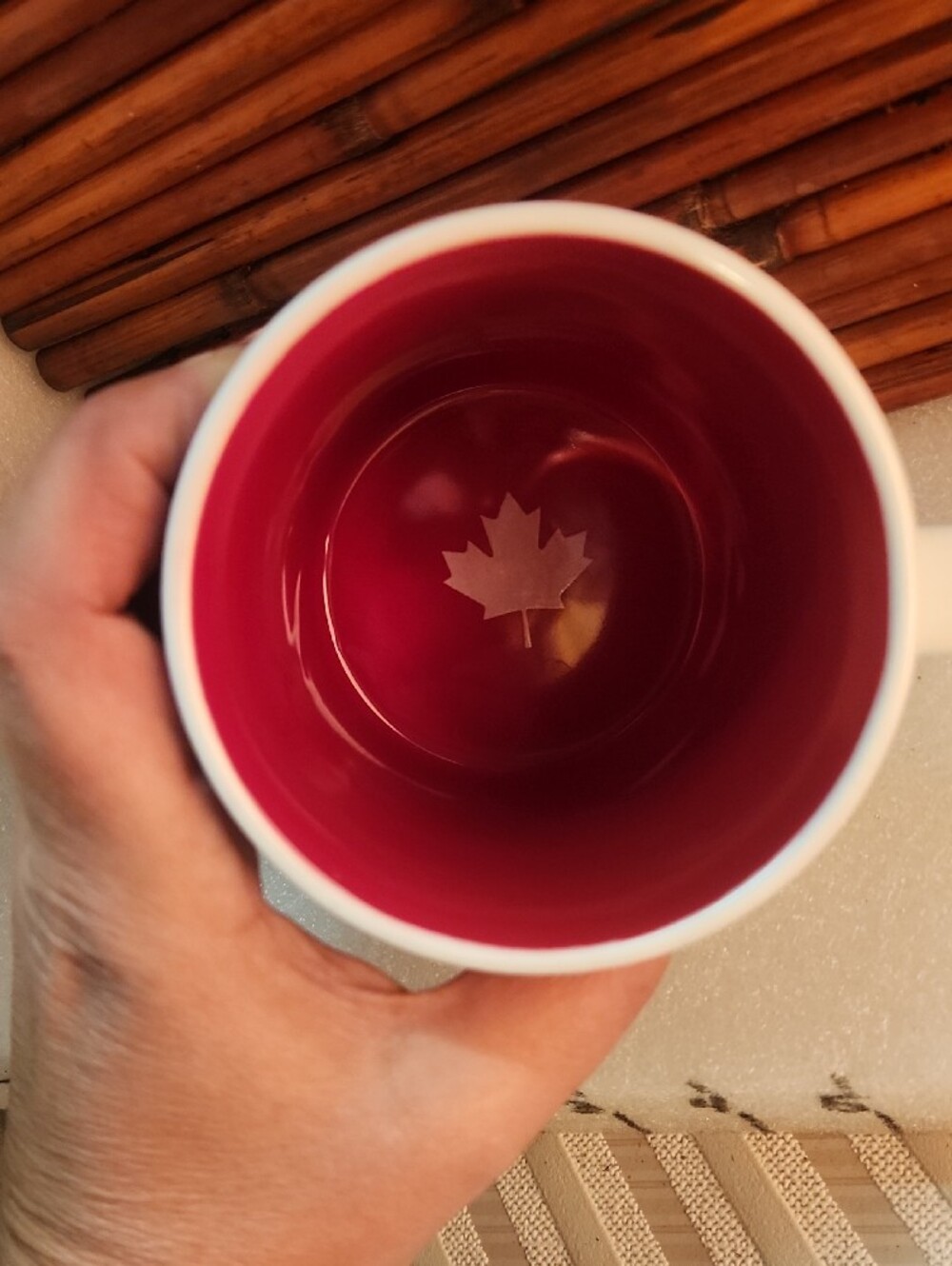 Tim Hortons Canada Celebrating 150 Years Red Interior Ceramic Mug - Picture 5 of 7